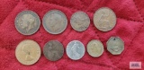 Variety of foreign coins