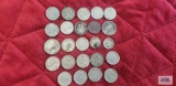 Buffalo nickel, silver nickels, V nickels, silver quarter.