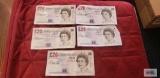 Bank of England (5) 20 pound notes.