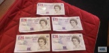 Bank of England (5) 20 pound notes.