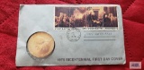 1976 Bicentennial First Day Cover with Thomas Jefferson token