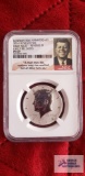 2014-W Kennedy 50th anniversary silver fifty cent high relief, early releases, coin, reverse PF.