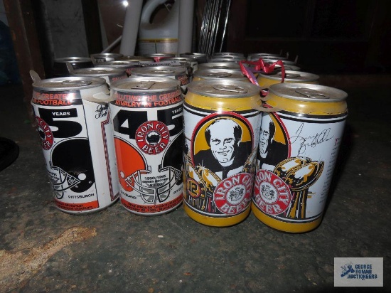 Iron City beer cans including Pittsburgh Steelers, Cleveland Browns and others. No shipping!