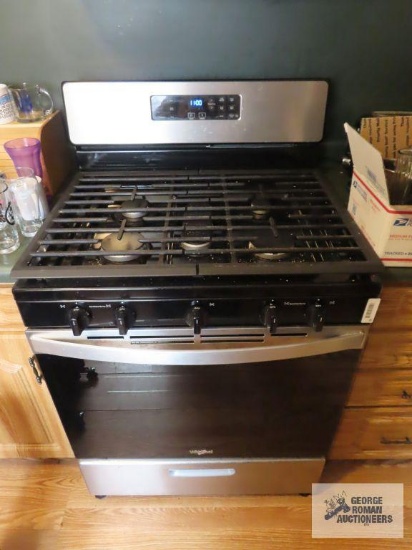 Whirlpool gas stove, model no. WFG505M0MS0. Bring tools to disconnect and cap or plug for gas line.