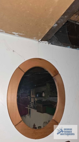 Wood framed wall mirror