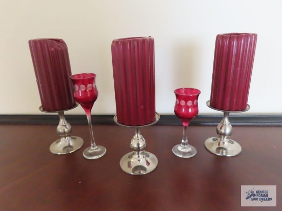 Metal candle holders and stemware candle holders with candles