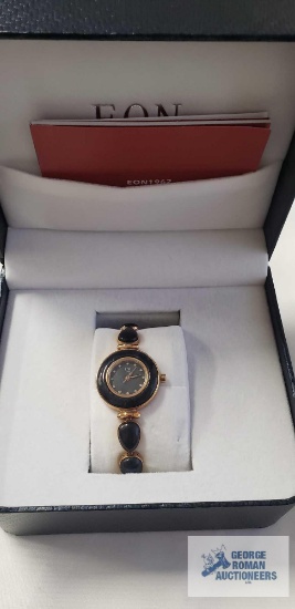 DB EON 1962 Burmese black jade, simulated diamond Swiss movement water resistant bracelet watch in