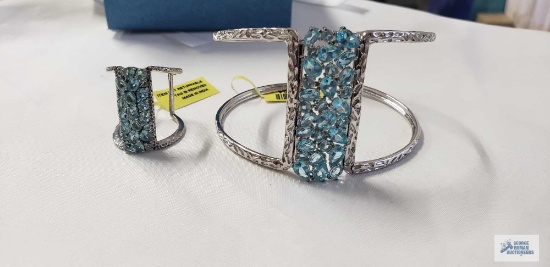 TLV Designs by Prachi Madagascar Paraiba Apatite (pearl) cuff in Platinum overlay sterling silver