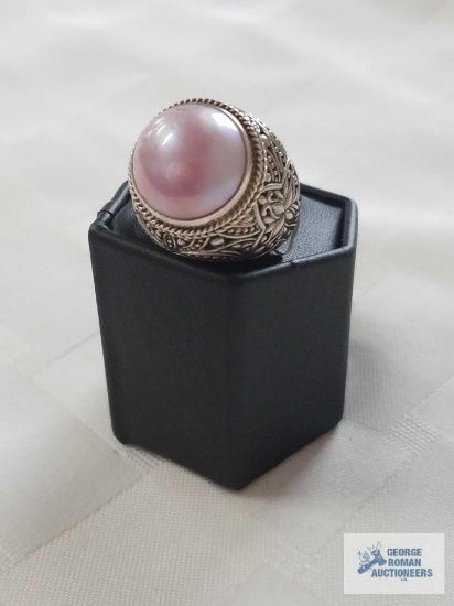 Bali Legacy Collection Mabe pink pearl sterling silver ring (Size 8).