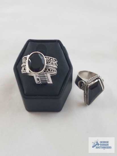 Bali Legacy Collection Thai Black Spinel (Ovl) ring in Sterling Silver Nickel Free (Size 8) TGW