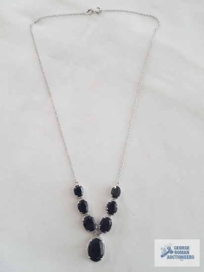 Black Spinel Rhodium over Sterling Silver necklace 0.17ctw