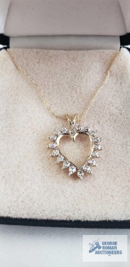 10K Yellow & White Gold Diamond Heart & Chain.