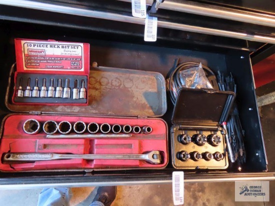 Craftsman 1/2 inch 12-point socket set, grip tight extractor set and 10 piece hex key set. Missing