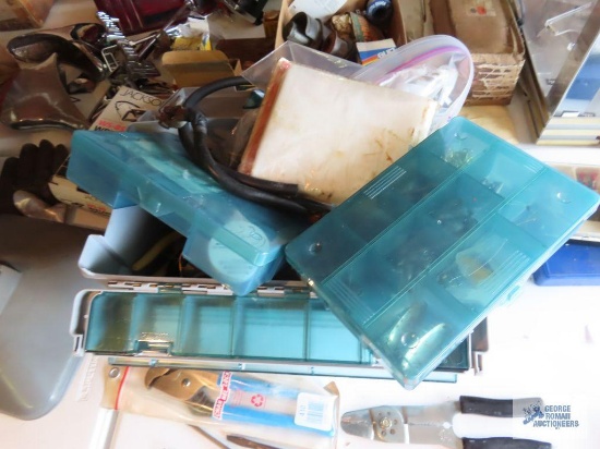 Tackle box with tackle and Snap-on hand ratchet