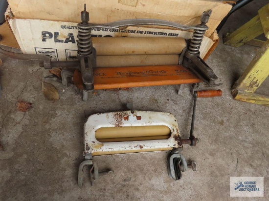 Montgomery Ward Company number 248 clothing wringer and enamelware clothing wringer