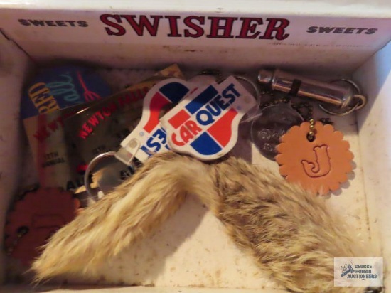 Dog whistle and keychains including cigar box