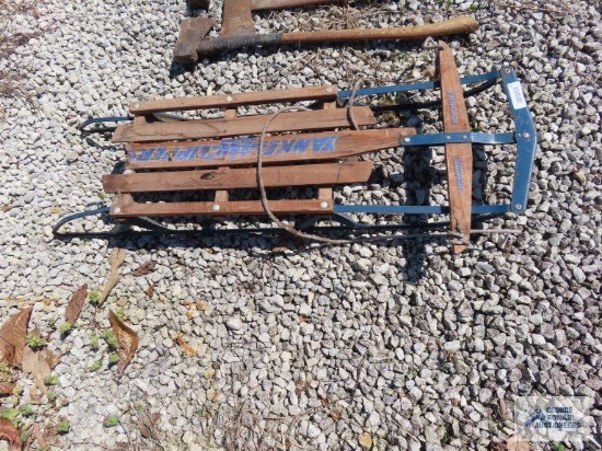 Vintage Yankee Clipper sled. One wood piece is chipped off