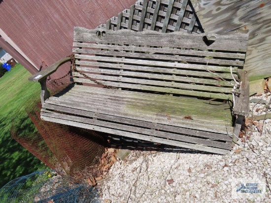 Wooden porch swing