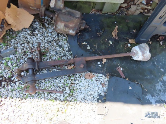 Antique vise with concrete base