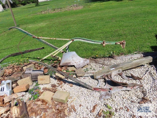John Deere single bottom plow and other antique plow parts