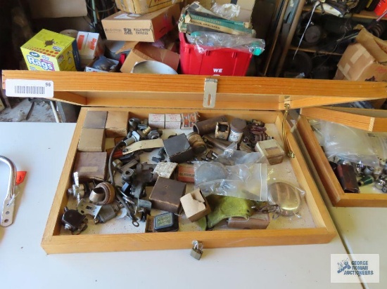 Variety of vintage automotive parts with display