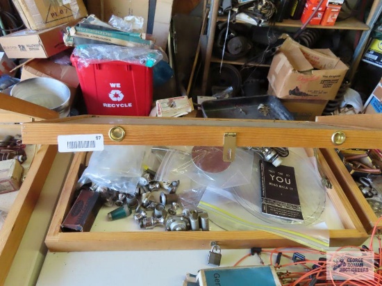 Variety of vintage automotive parts with display