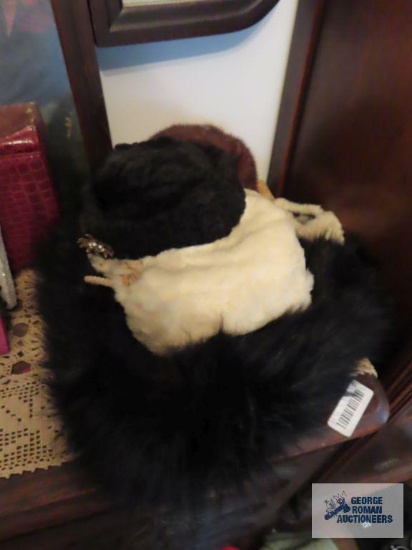 Faux fur hand warmer, hats and scarf