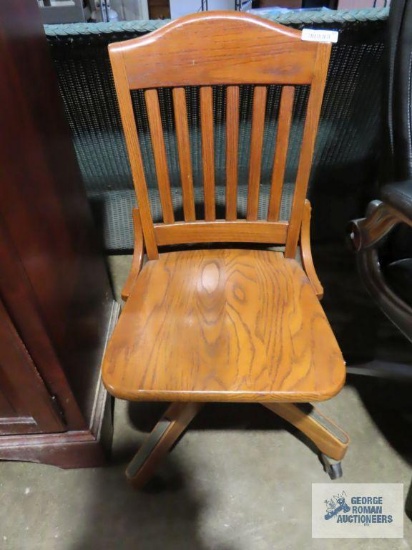 Oak roll about computer chair