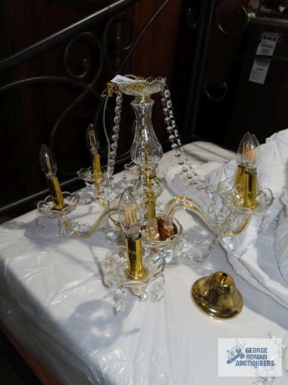 Crystal and brass chandelier