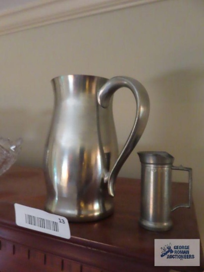 1/2 deciliter Peter measuring cup and Woodbury pewter pitcher.