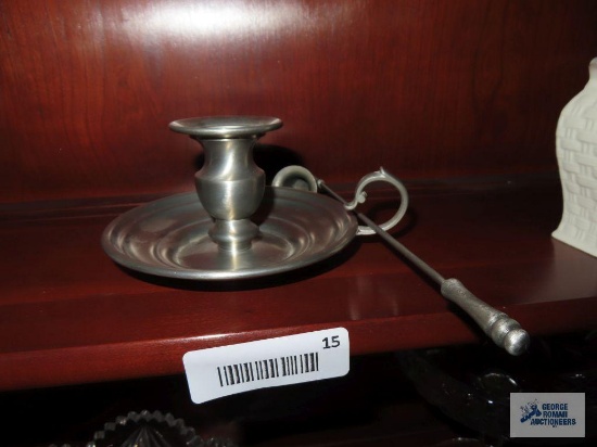 Pewter candle holder and candle snuffer
