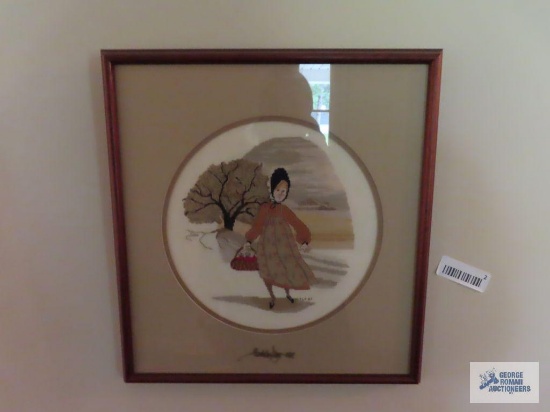 1987 P. Buckley Moss framed needlepoint