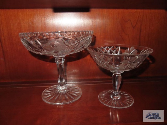 Two glass compotes
