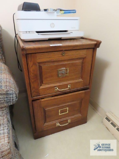 Oak file cabinet and files