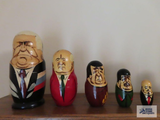 Five piece nesting doll set, featuring Russian/Soviet Leaders