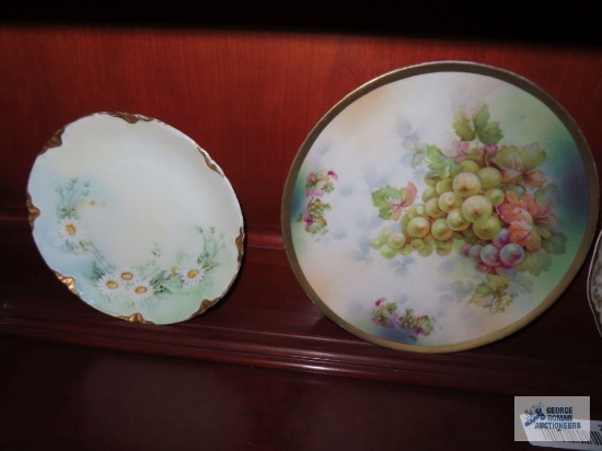 Haviland Limoge plate, painted Austria plate, and hand-painted Toledo Germany plate