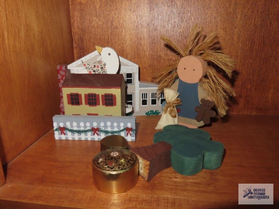 Wooden items, including copy of Sunburst Bed-and-Breakfast in Canfield, Ohio
