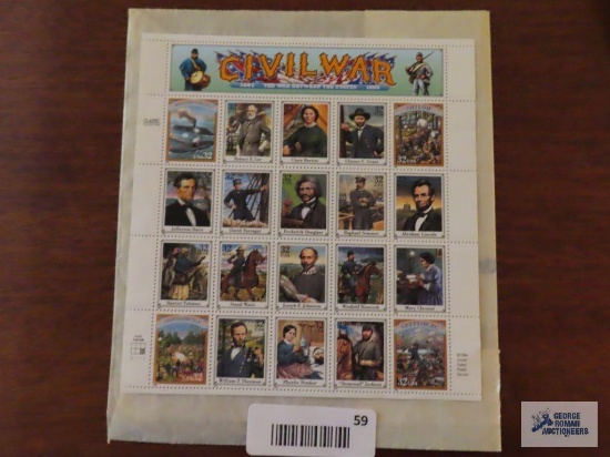 Sheet of postage stamps Commemorating the American Civil War