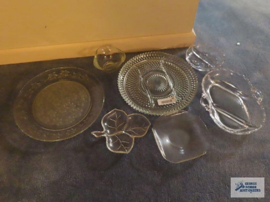 Divided glass dishes, serving plate, candy dish