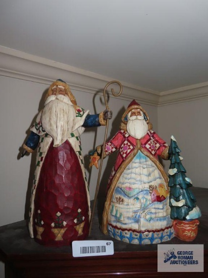 Two Heartwood Creek Jim Shore Santa Claus figurines