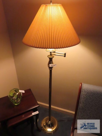 Brass swing-arm floor lamp