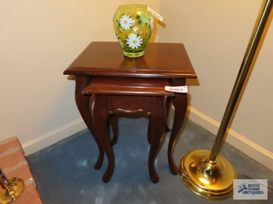Cherry two piece nesting table set