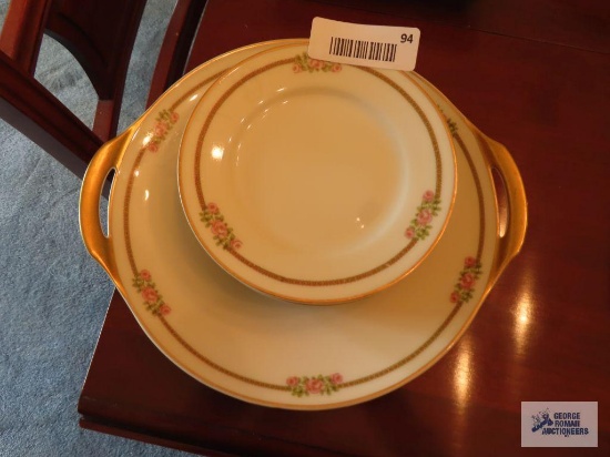 Haviland Limoge double handled serving platter and five small plates