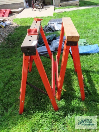 Pair of folding saw horses