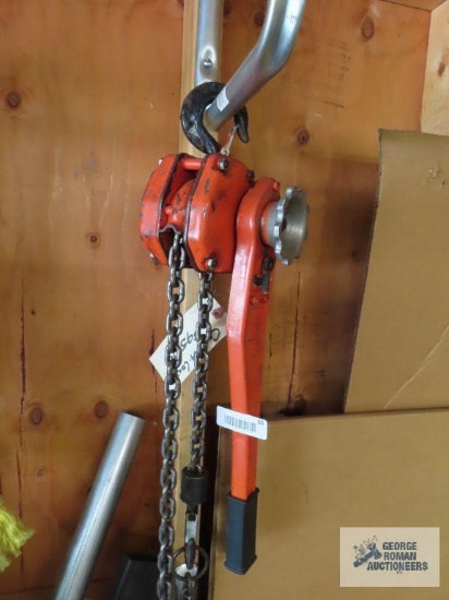 Heavy duty chain come along with extra chain pieces