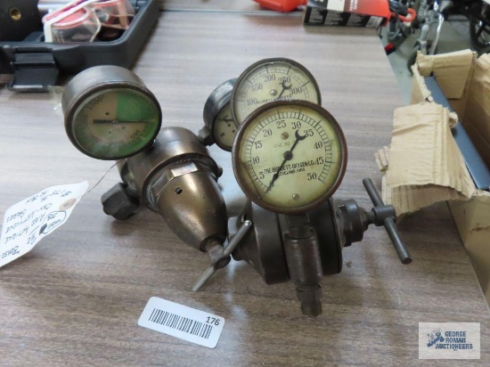 TheBurdette Oxygen Co. acetylene gauge and Purox oxygen gauge.
