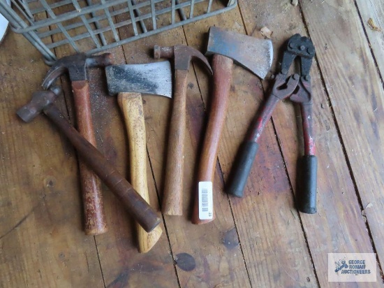Hatchets, bolt cutters and hammers