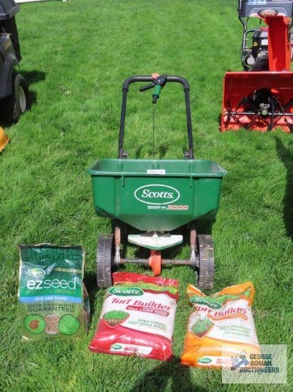 Scotts 3000 spreader with Turf Builder and EZ Seed