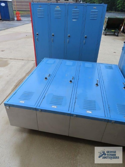 Two sections of metal lockers
