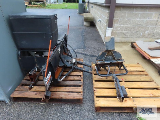 Kubota side by side snow plow with bracket and salt spreader. It came off of a Kubota model RTV 1100